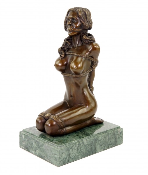 Bondage Bronze Statue - Erotik Girl Dakota - signiert J. Patoue