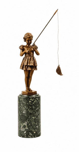 Art Deco Statue - Mädchen mit Angel - Ferdinand Preiss