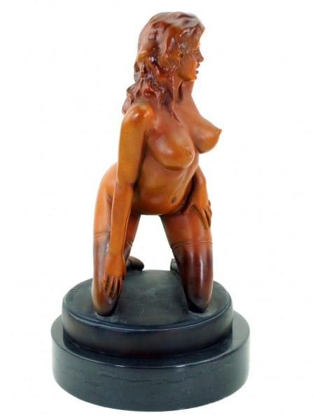 Erotik Girl Jules - signiert J. Patoue - Sexy Bronzeakt auf Marmor