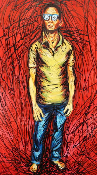 Red Hell - Abstraktes Acrylgemälde - Martin Klein