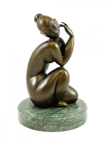 Moderne Bronzefigur - Female Nude - signiert Amedeo Modigliani