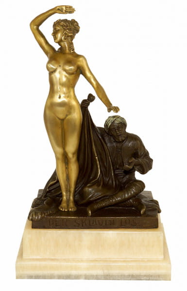 Jugendstil Bronzefigur - Der Sklavin Los (1910) - sign. Theodor Eichler