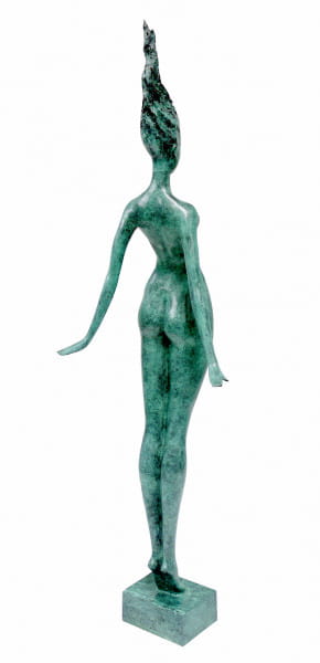 Filigraner Frauenakt aus Bronze - Die Schwebende - sign. Milo