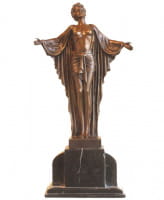 Art Deco Bronze Akt Tänzerin von Chiparus auf Marmorsockel