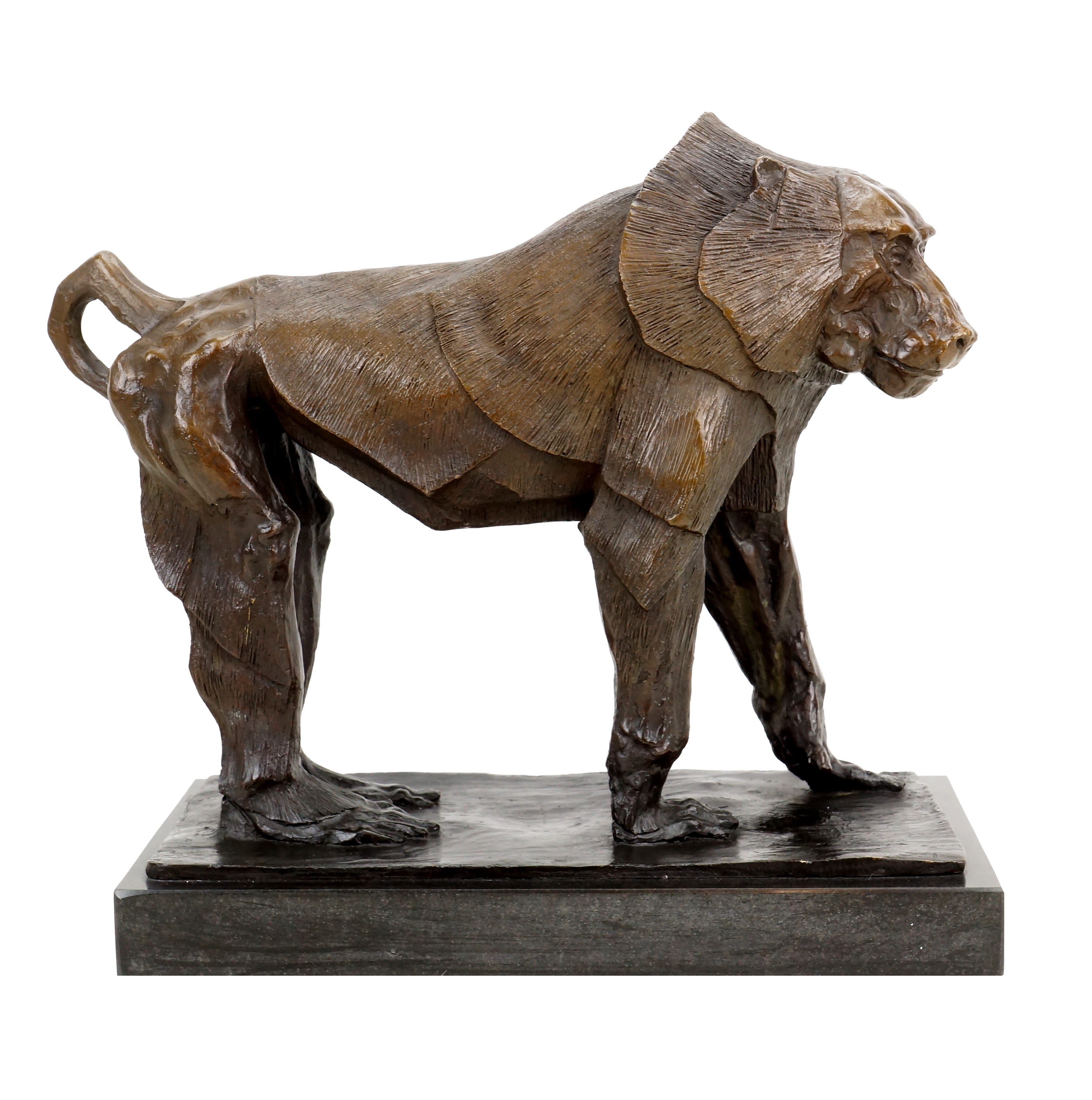 Limitierte Bronzeskulptur - Mantelpavian - signiert Bugatti - Bronze Affe
