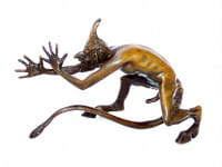 Erotik Wiener Bronze hämisch grinsender Faun - Satyr - signiert