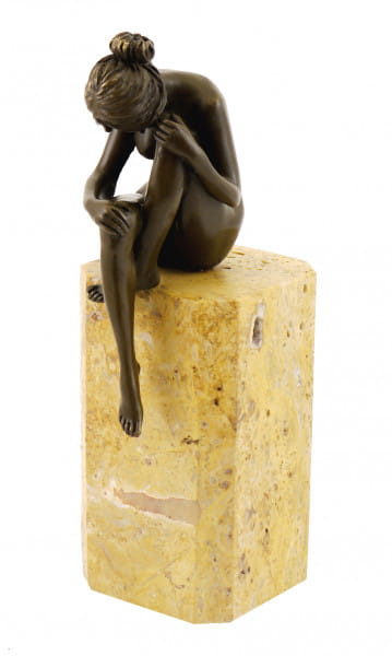 Bronze-Figur - &quot;Versunkene Frau&quot; auf Marmorsockel, sign. Milo