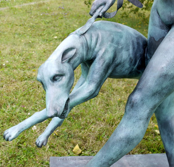 Edward McCartan Bronze Diana mit Hund Großskulptur signiert