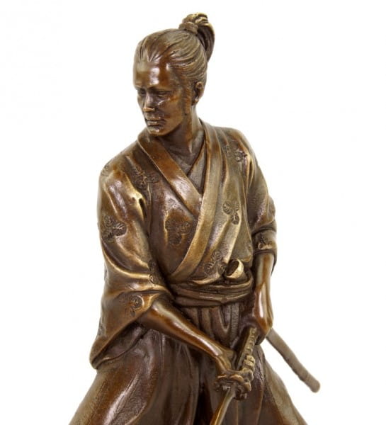 Samurai mit Schwert - limitierte Bronzestatue - signiert Milo