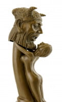 Zweiteilige Erotik Bronzefigur - Phallus anbetende Frau