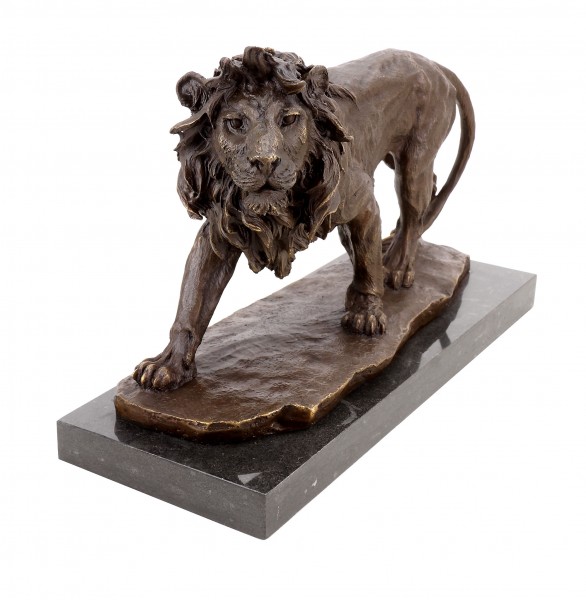 Tierskulptur aus Bronze - Laufender Löwe - Tierfigur - signiert Milo